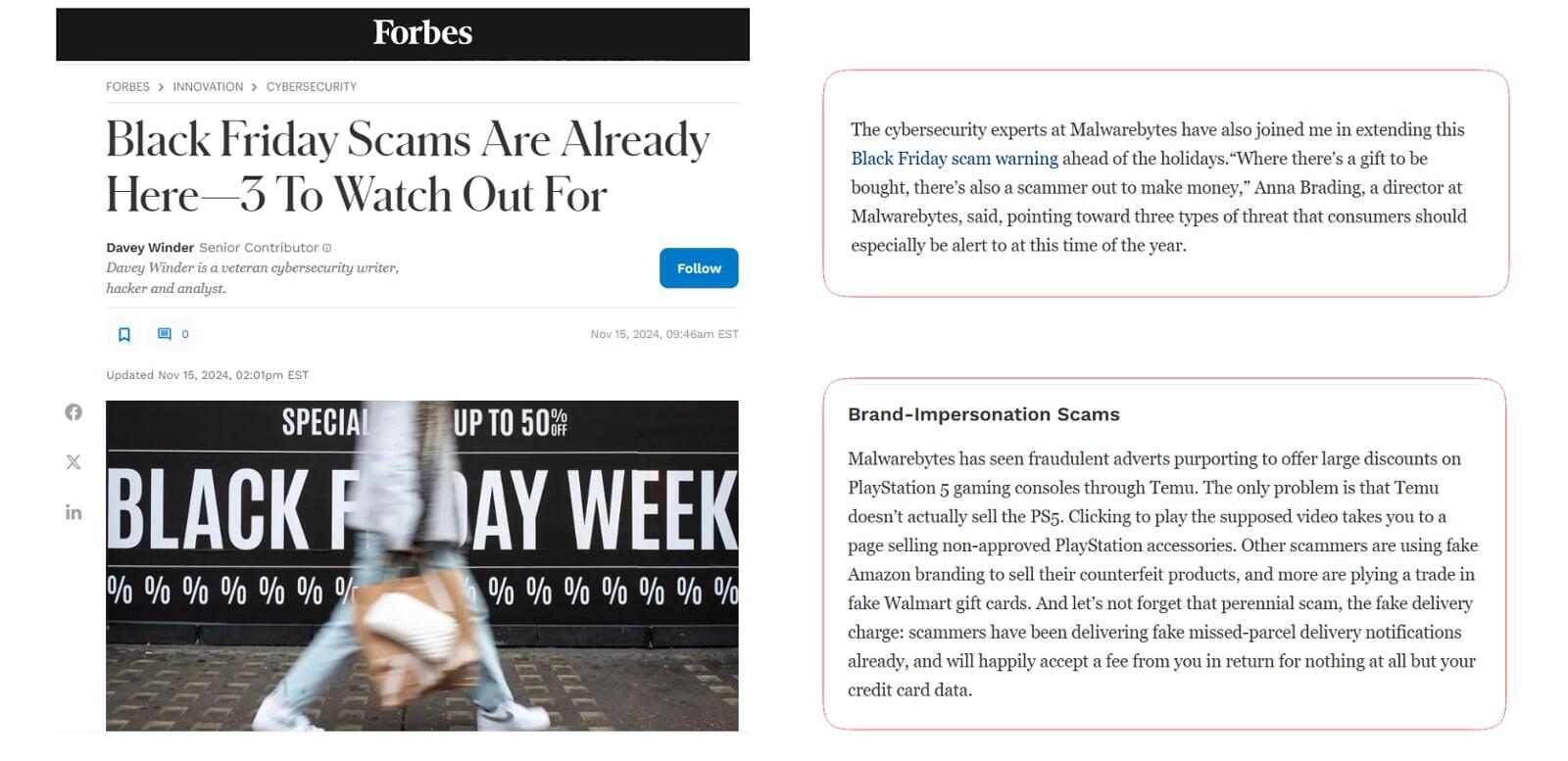 Forbes Coverage on the Malwarebytes Black Friday Campaign