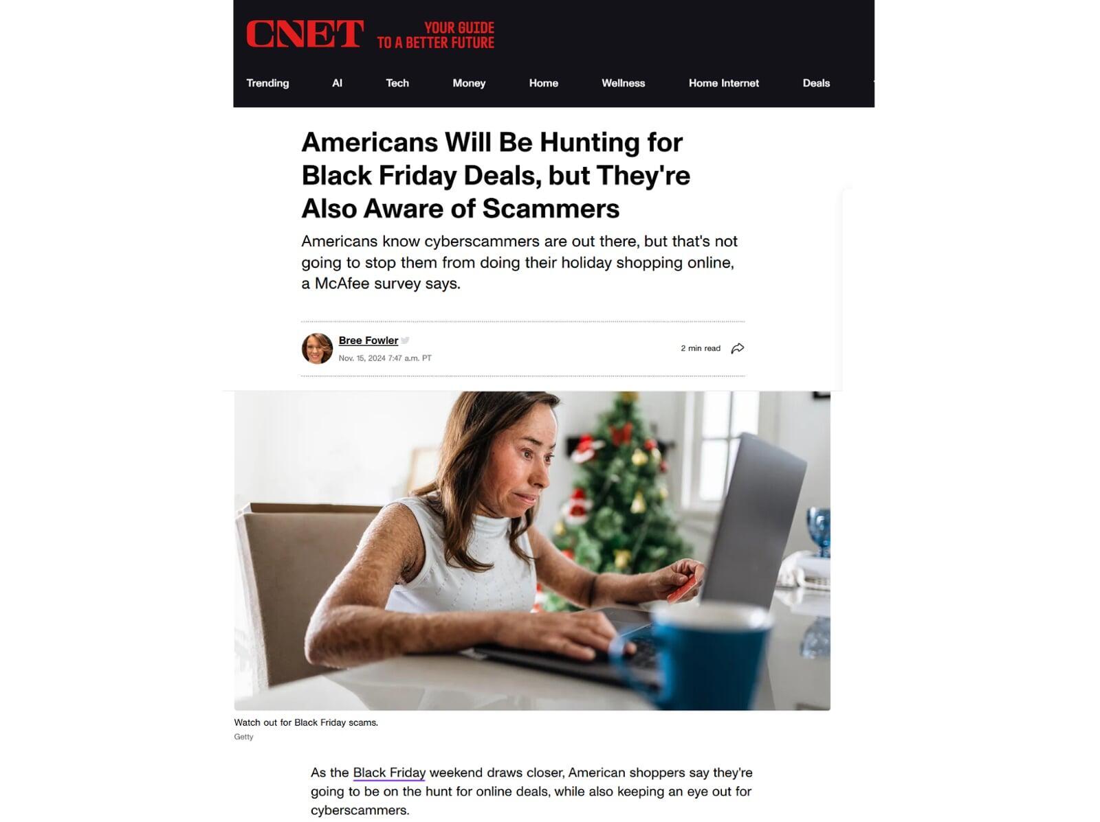 Coverage on the McAfee Campaign. A screenshot from CNET